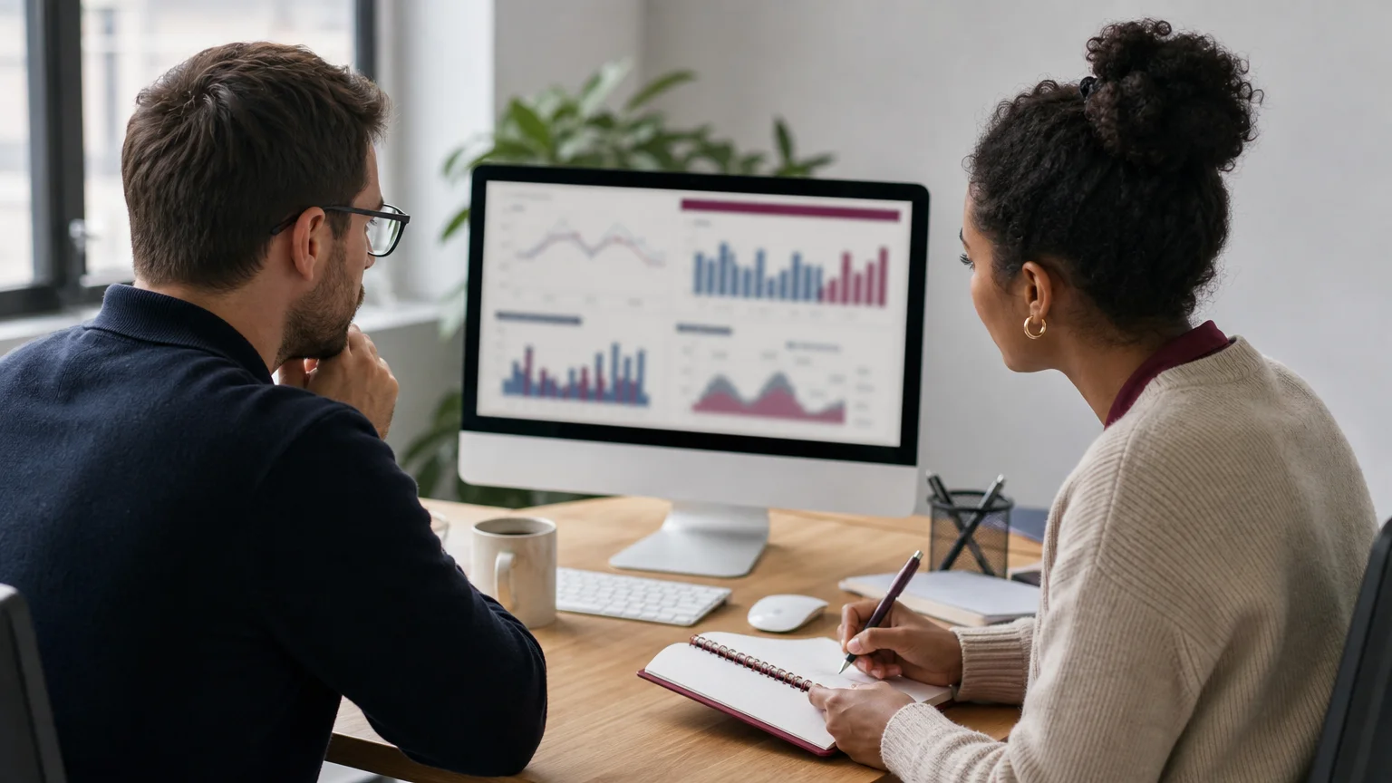 Équipe marketing analysant des données de visites en magasin