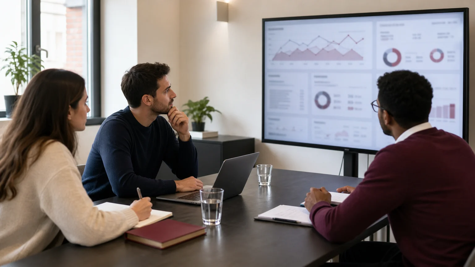 Équipe B2B analysant la fréquence d’une campagne sur un tableau de bord
