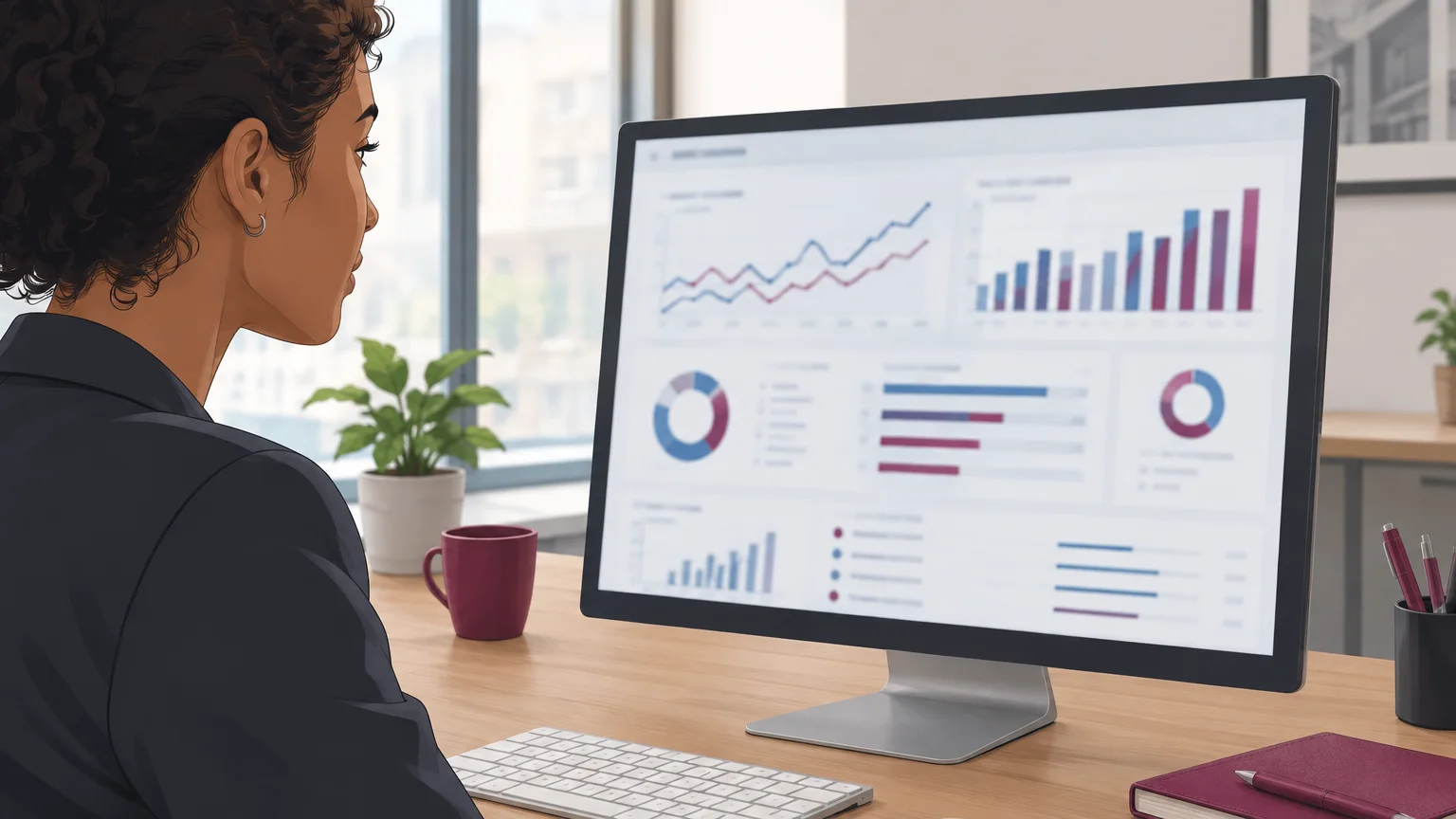 Consultation d’un tableau de bord de performance marketing B2B