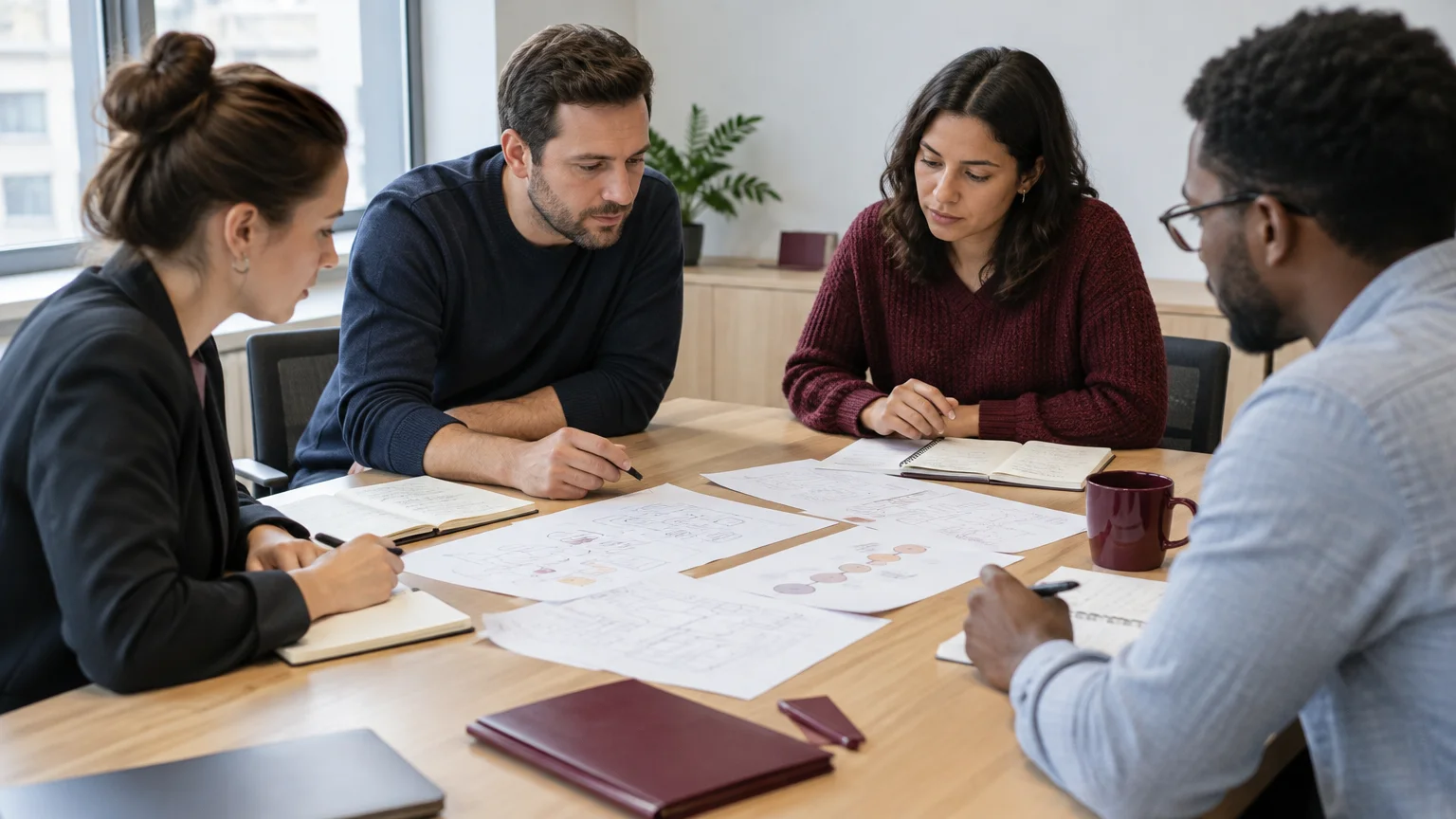 Équipe B2B examinant ensemble un parcours de conversion